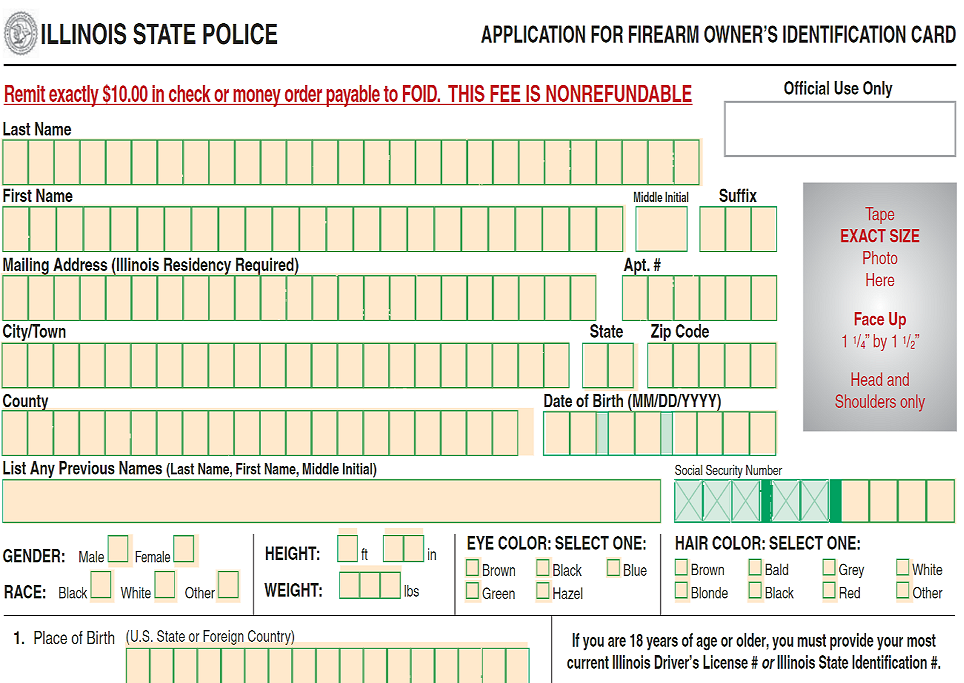 Illinois Foid Card Application PDF Form Printable & Fillable PDF Form 2022