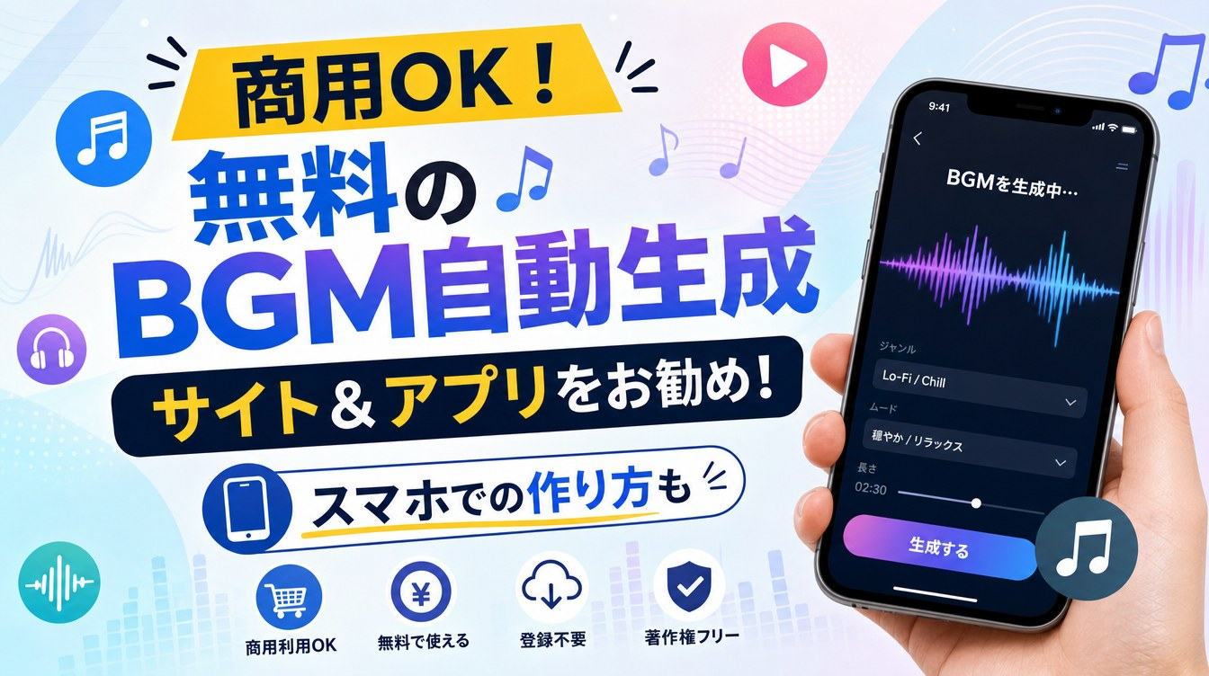 商用OK!無料のBGM自動生成サイト&アプリをお勧め!スマホでの作り方も