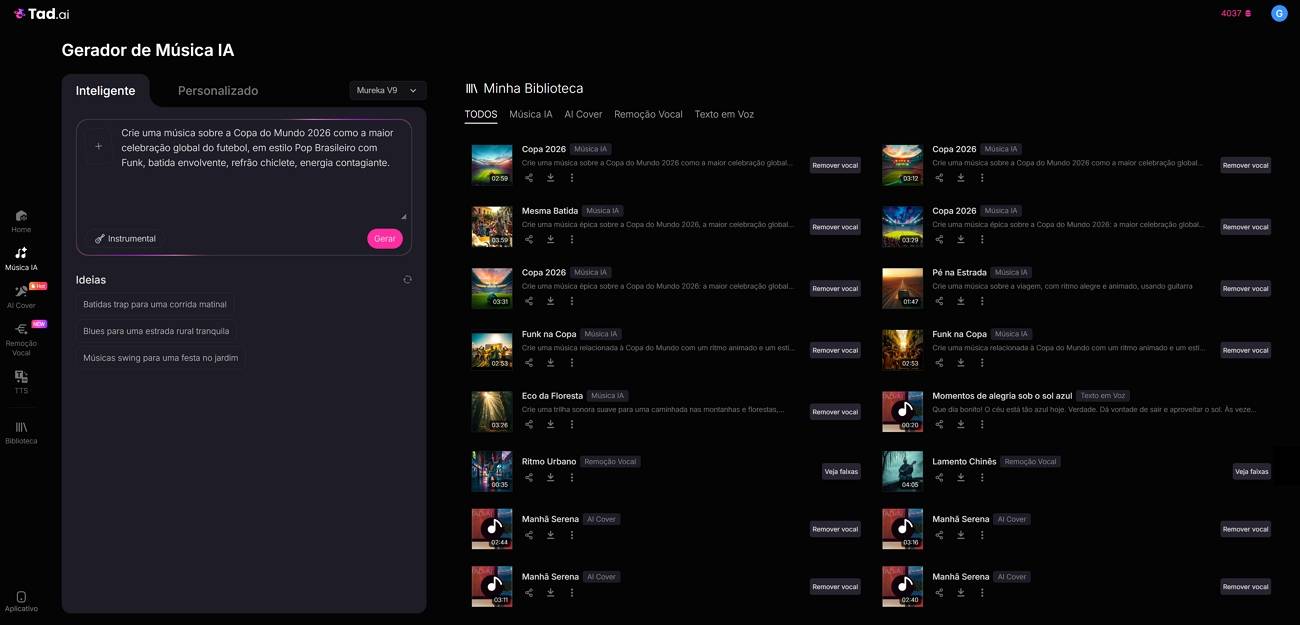 Digitar sua ideia da música