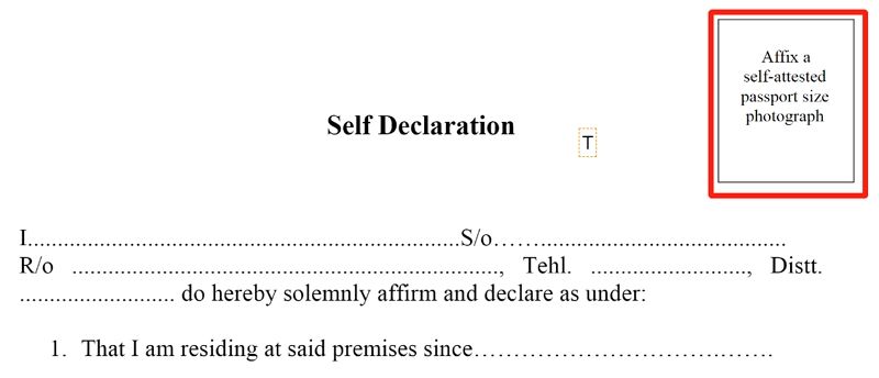 Self Declaration Form Punjab Fill Download PDF Free Online