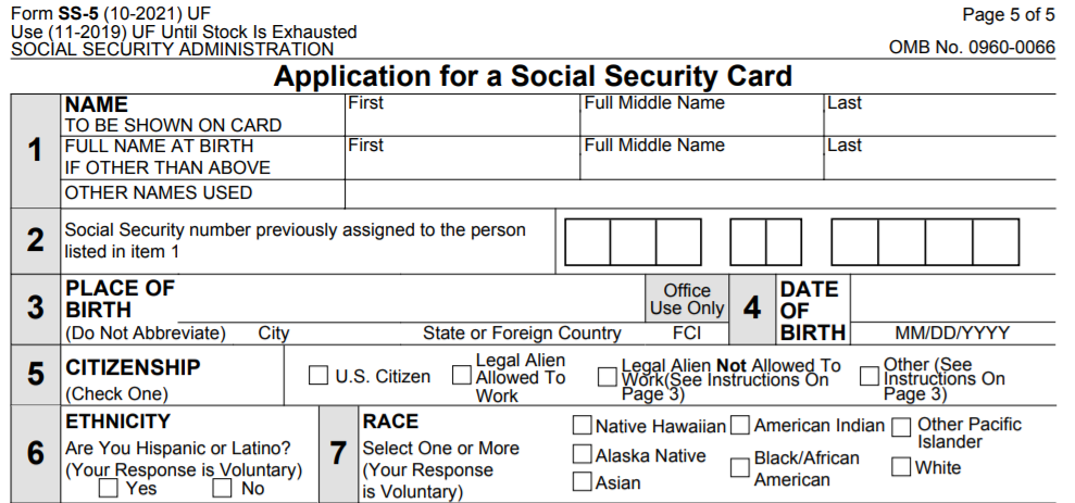 SSA SS 5 Form Fill Download PDF For Free Online 2022
