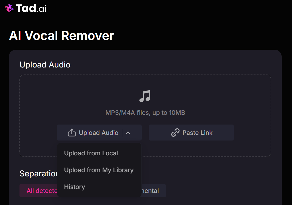 Upload audio file